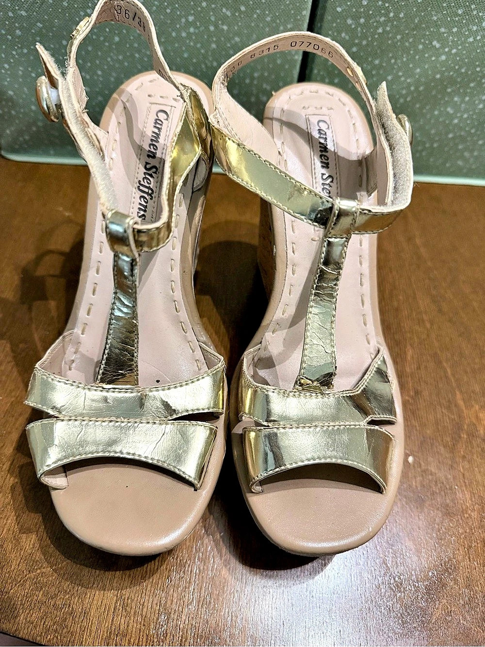 Chinese Laundry Metallic Strappy Wedge Sandals in Gold